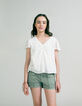 Blouse blanc cass&eacute; broderies dor&eacute;es fille-1