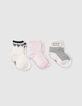 Baby girls’ pink, white and navy socks-3