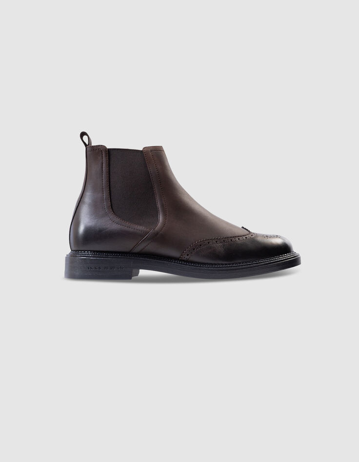 Chelsea boots marron cuir tige haute Homme-1 Chelsea boots marron cuir tige haute Homme-1