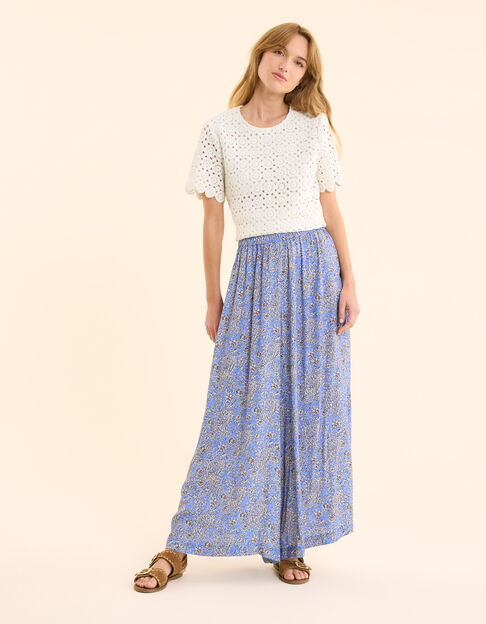 Blaue, weite Hose Floral-Kaschmirprint I.Code