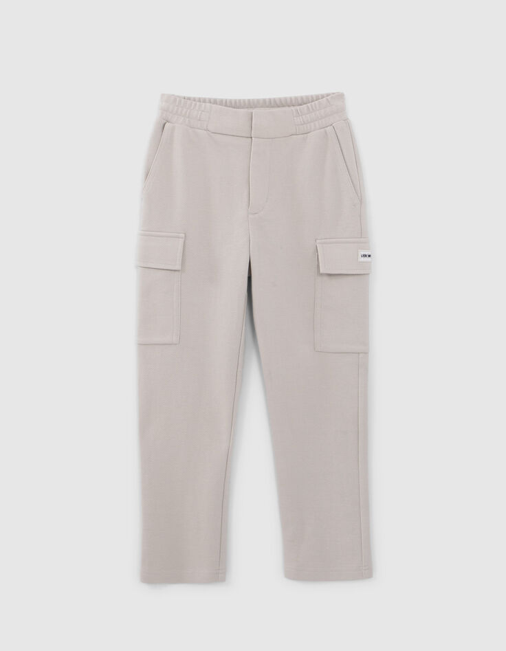 Graue CARGO-Jungenhose aus gestreiftem Stoff-1