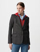 Schwarze Kaviar-Kunstleder-Anzugjacke in Übergröße-4