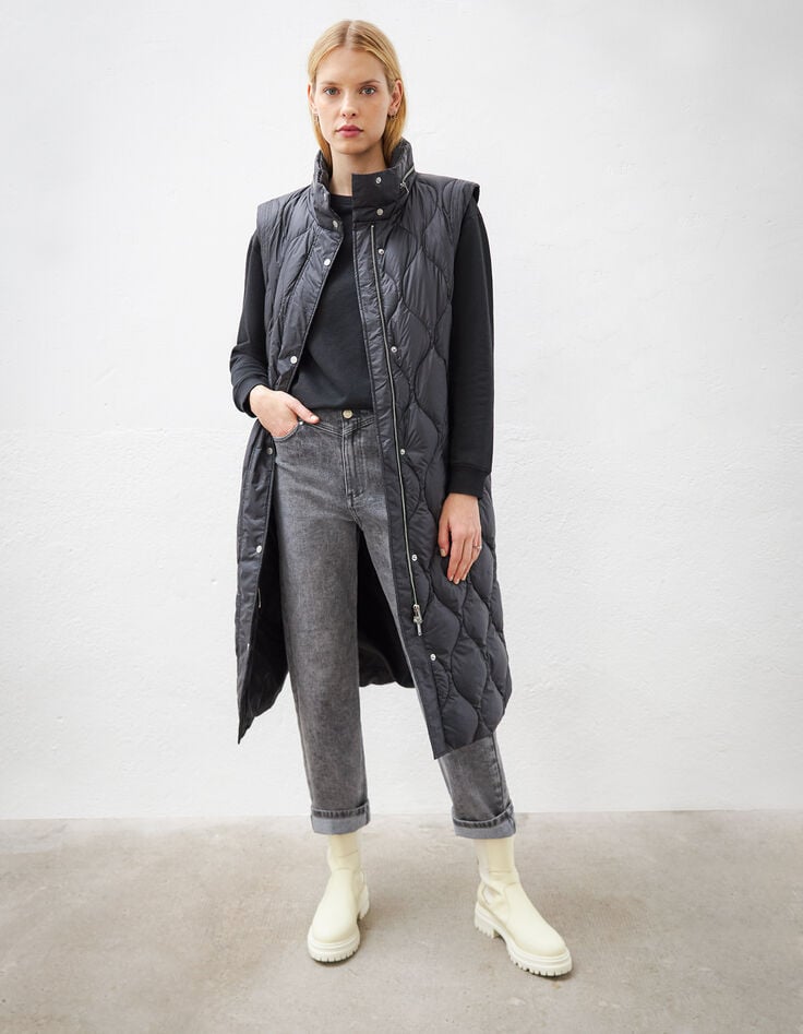 Sweat en molleton noir broderie poitrine femme-5