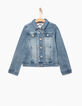Veste en jean blue bleach à broderies pour fille-3