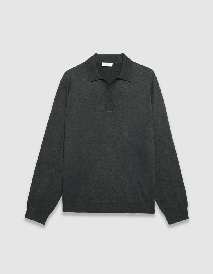 Graues Langarm-Poloshirt f&uuml;r Herren aus Strick-5