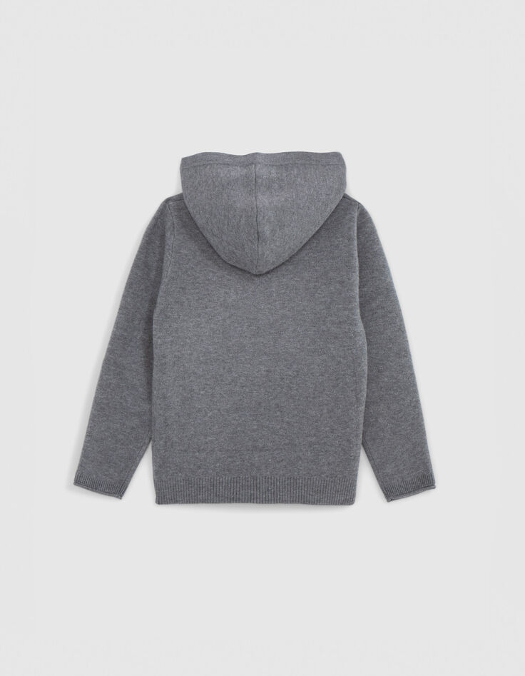 Pull gris tricot maxi badge éclair garçon-3