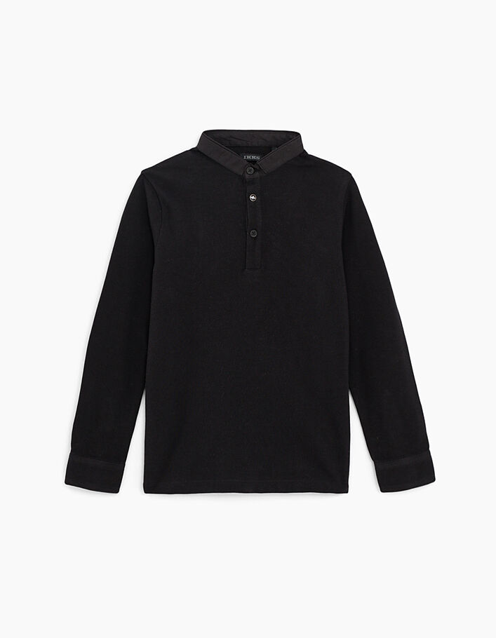 Boys’ black tiger print stitched shirt collar polo shirt - IKKS