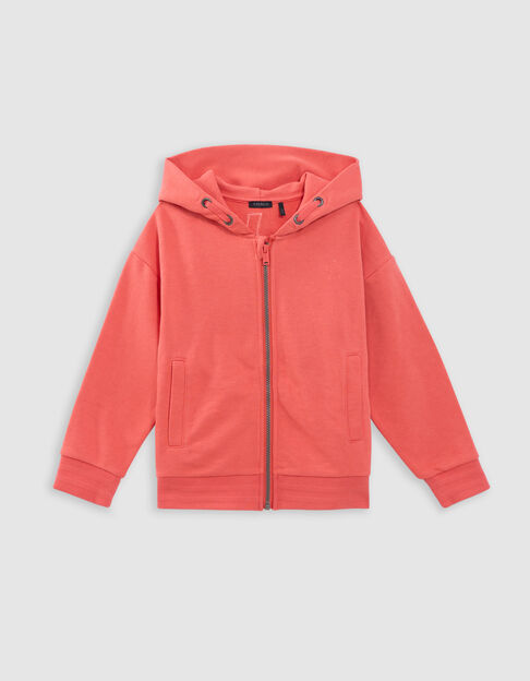 Cárdigan rojo capucha cremallera maxi bordado espalda niño - IKKS