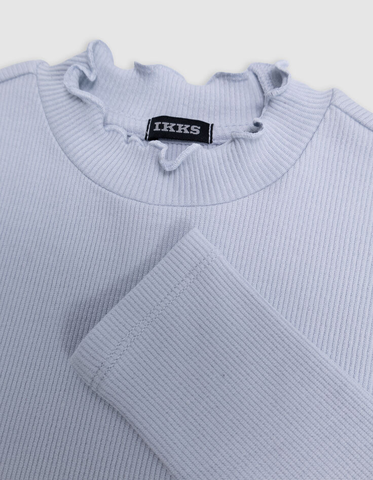 Himmelblaues Rippstrick-T-Shirt f&uuml;r M&auml;dchen-2