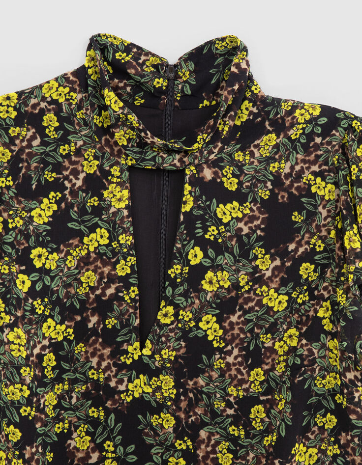 Vestido negro reciclado estampado leo floral Mujer-7