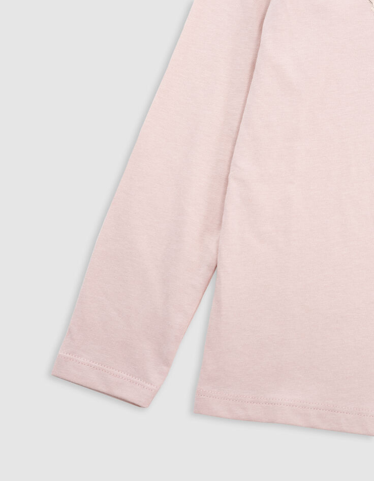 Rosa T-Shirt visuelle Kaninchen Gold Details für Mädchen-4