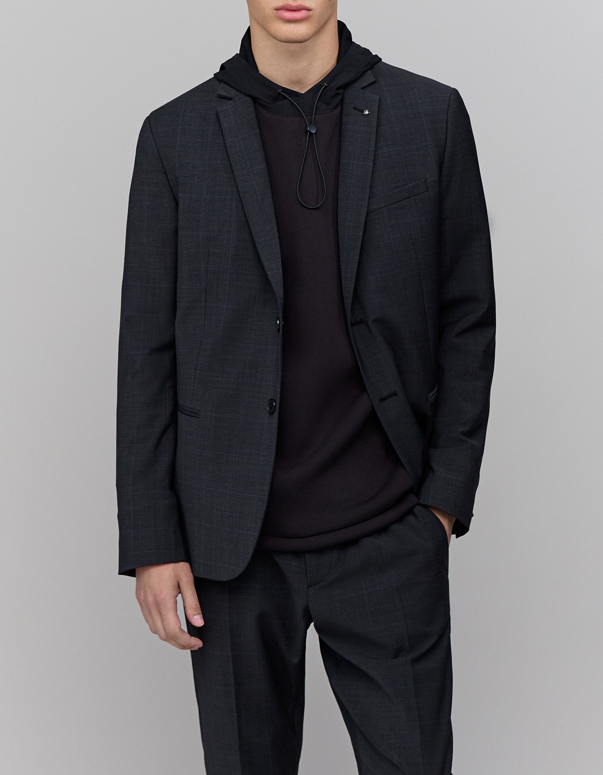 Men's anthracite check suit jacket