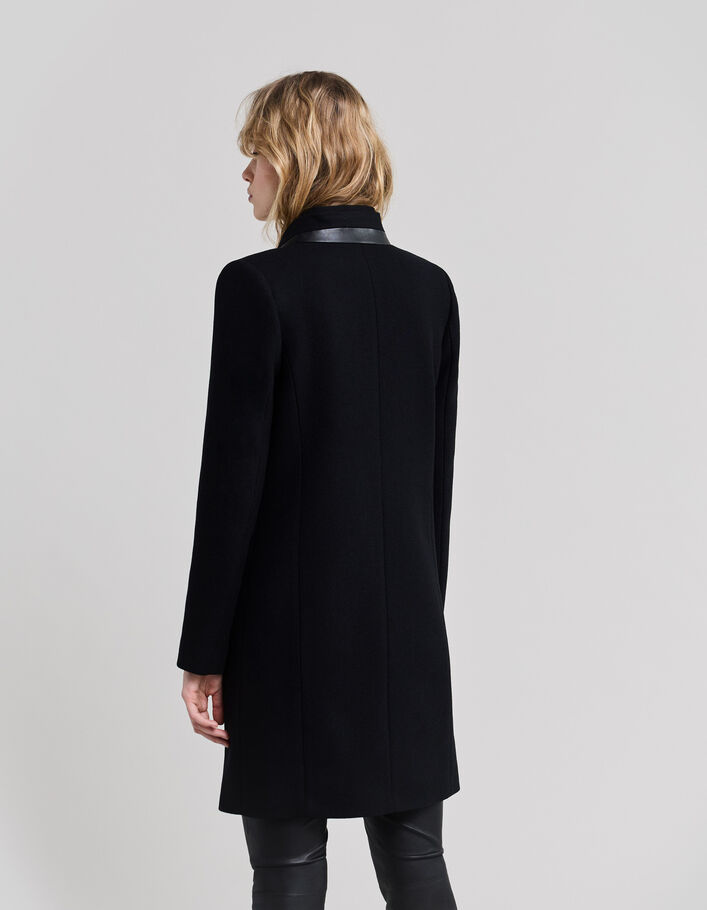 Manteau mi-long noir double col enduit femme-2