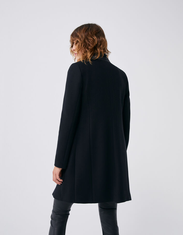 Manteau mi-long noir double col enduit femme-2