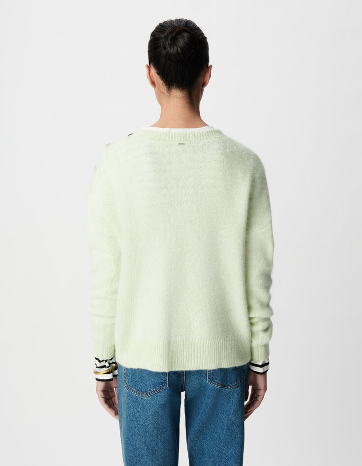 Gr&uuml;ner Pullover aus Alpakamischung f&uuml;r Damen mit Botschaft-3