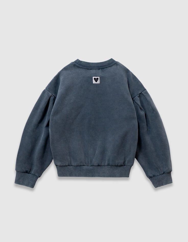 Girls’ blue organic cotton sweatshirt, gold XL embroidery-3 Girls’ blue organic cotton sweatshirt, gold XL embroidery-3