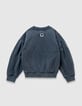Girls’ blue organic cotton sweatshirt, gold XL embroidery-3 Girls’ blue organic cotton sweatshirt, gold XL embroidery-3