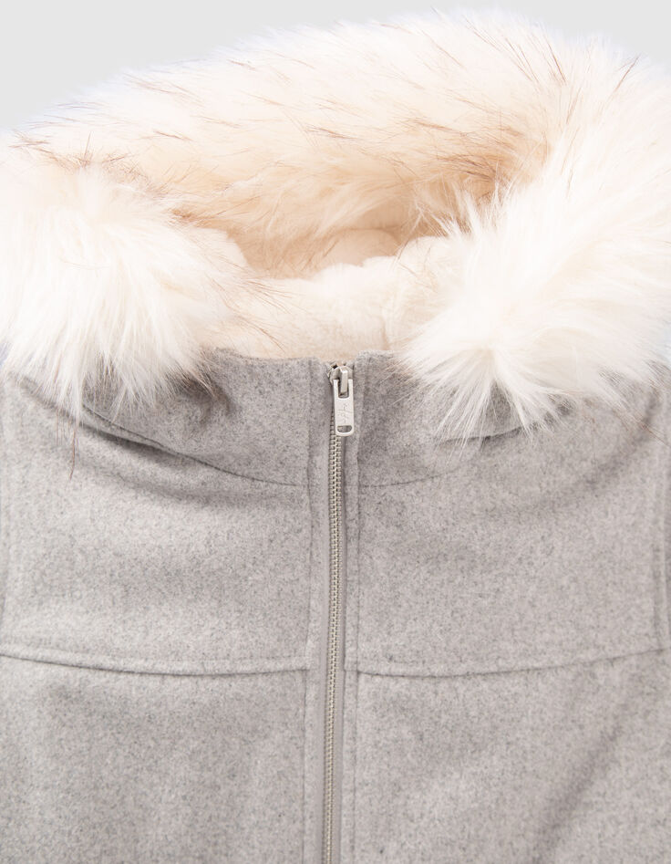 Manteau gris fourr&eacute; esprit caban fille-2