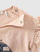 Tee-shirt rose poudré bio van et broderie bébé fille -5