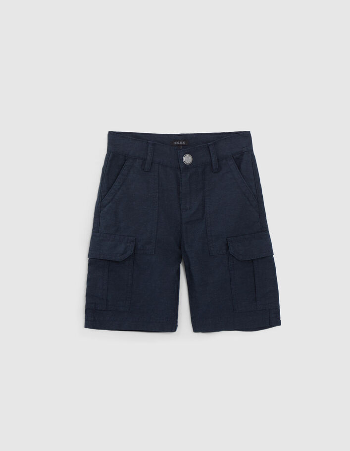 Boys’ navy CARGO Bermuda shorts - IKKS