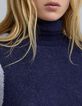 Pull marine tricot jacquard rayures placées Femme-4