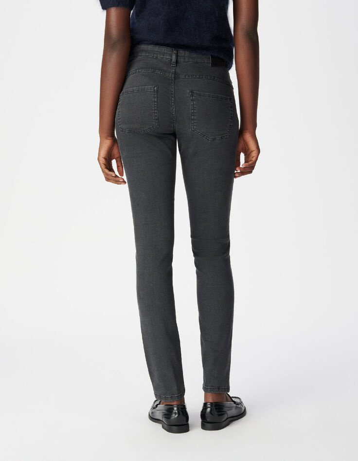 Grijze slim jeans met hoge taille en studdetail Nina Dames-4