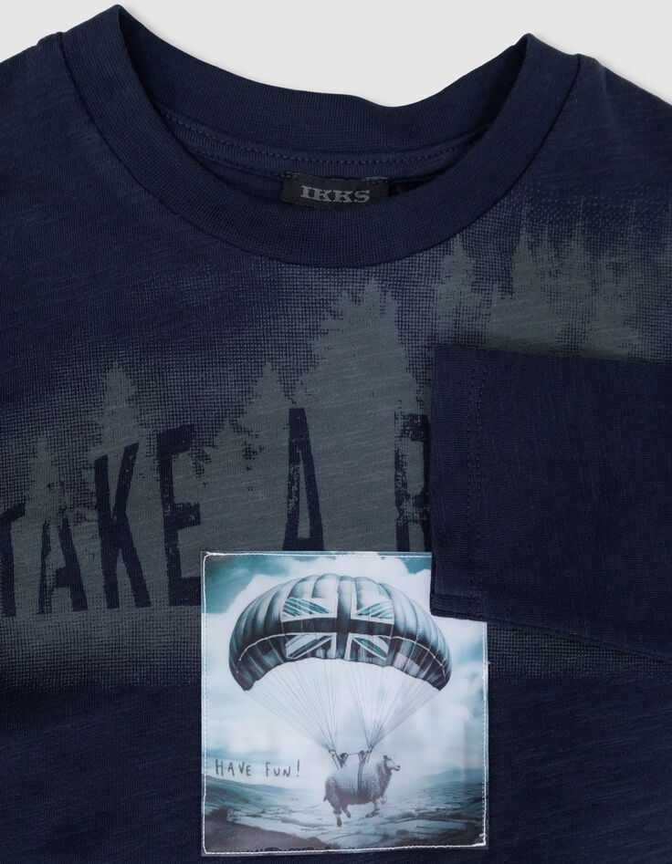 Marine T-shirt biokatoen lenticulaire opdruk jongens-5