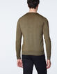Jersey caqui cuello de pico de lana Hombre-3