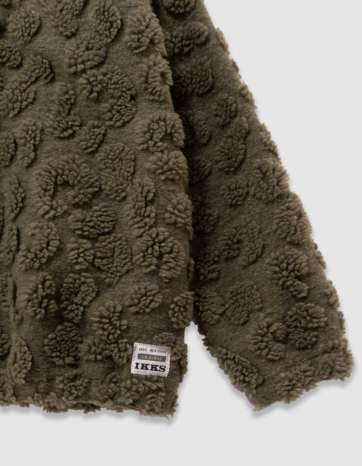 Sweat kaki jacquard sherpa léopard garçon-7