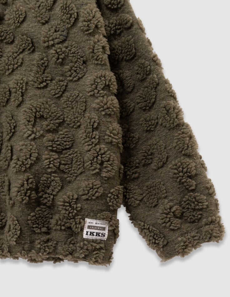 Sweat kaki jacquard sherpa léopard garçon-7 Sweat kaki jacquard sherpa léopard garçon-7