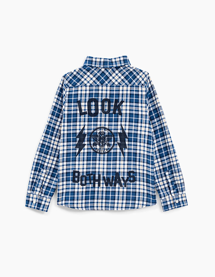 Boys&rsquo; navy check print shirt-3