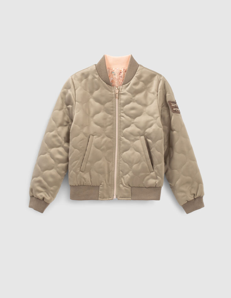 Bomber reversible melocot&oacute;n estampado y caqui ni&ntilde;a-2