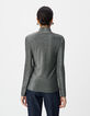 Women’s silver lurex knit T-shirt with neck tie-3