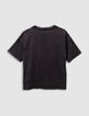 Camiseta gris algodón mensaje y mariposa niña-4