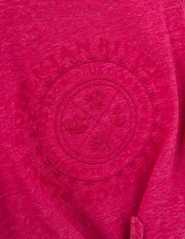 Girls’ fuchsia T-shirt with rosette and bow - IKKS