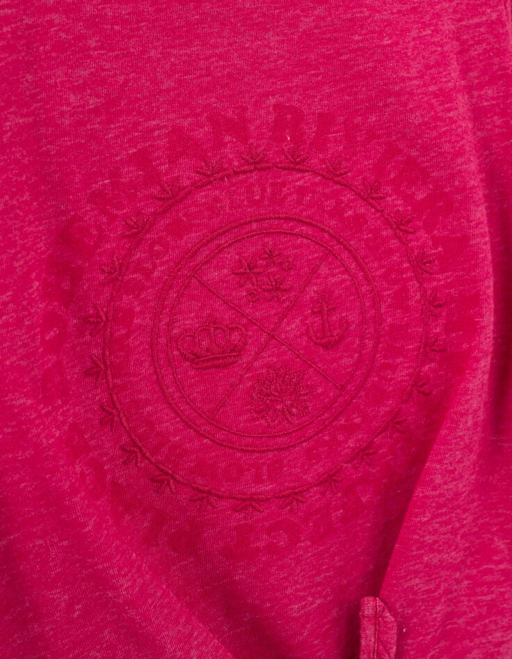 Girls&rsquo; fuchsia T-shirt with rosette and bow-3