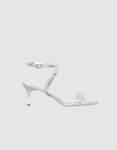 Women's gold leather heeled sandals - IKKS