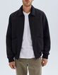 Schwarze Herrenbomberjacke mit doppeltem Kragen-1