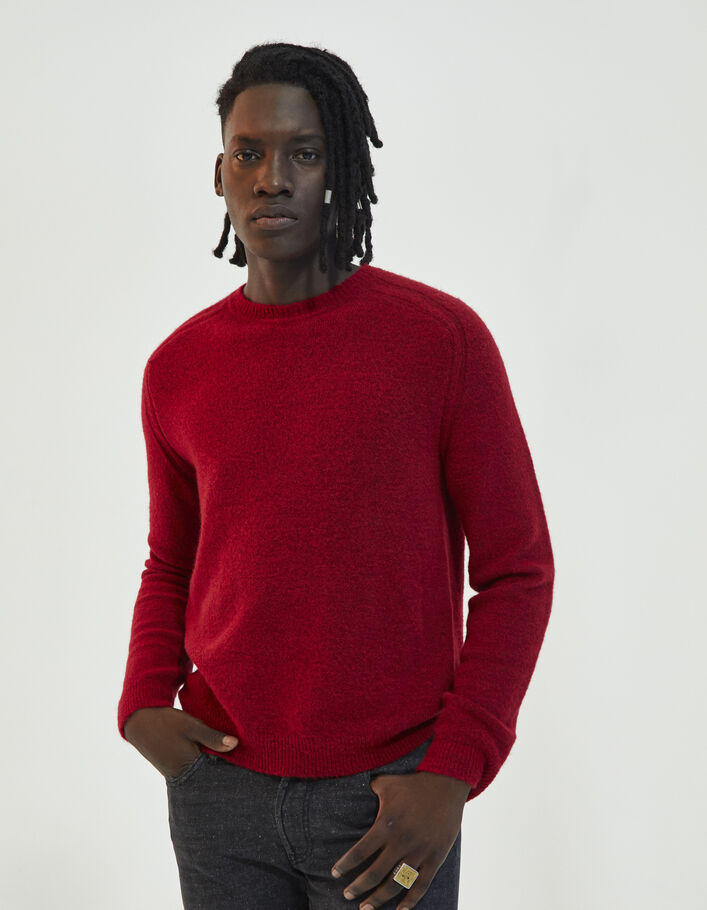 Pull Homme Noël En Tricot - INSFITY - Elk - Col Arrondi - Manches Longues - Rouge Rouge - Prêt-à-Porter