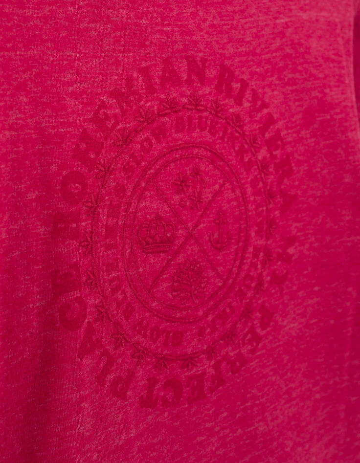 Girls’ fuchsia pink T-shirt dress, press studs down front-5