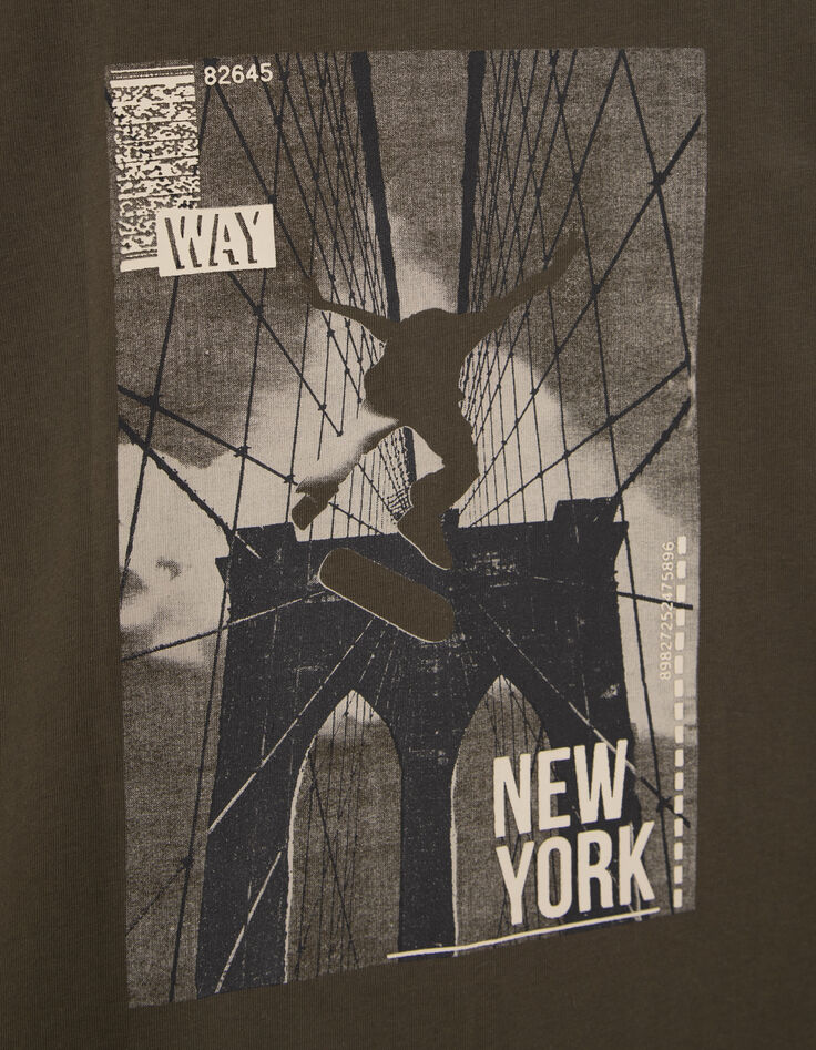 T-shirt kaki bio skateur pont de Brooklyn gar&ccedil;on-4