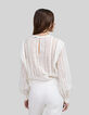 Blouse blanc cassé en guipure Femme-3