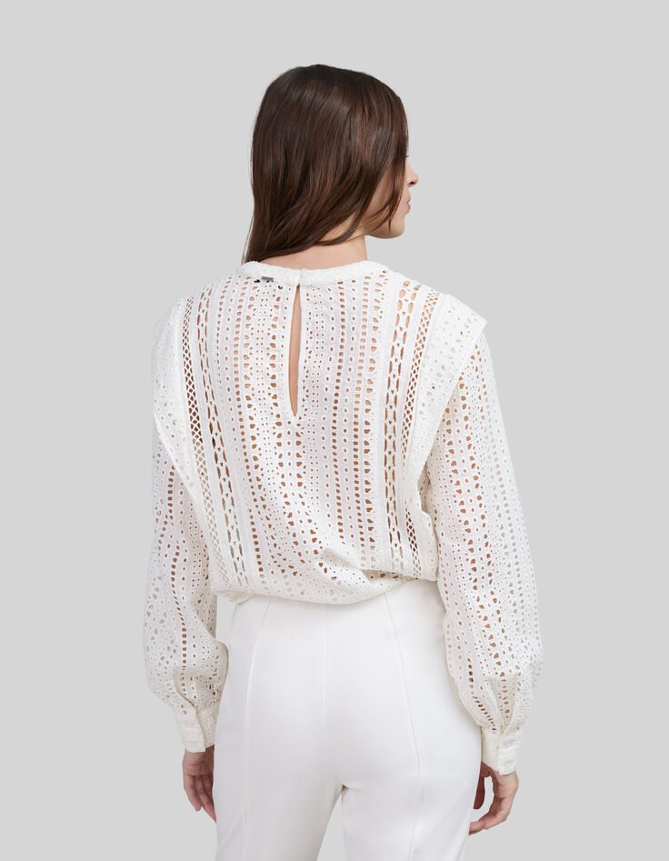 Blouse blanc cassé en guipure Femme-3
