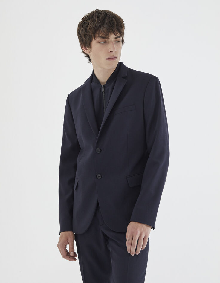 Veste marine knitlook à parmenture URBAN LAB Homme-2 Veste marine knitlook à parmenture URBAN LAB Homme-2