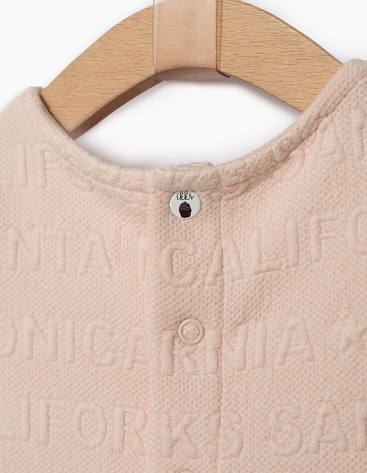 Robe rose poudré maille embossée bébé fille-4
