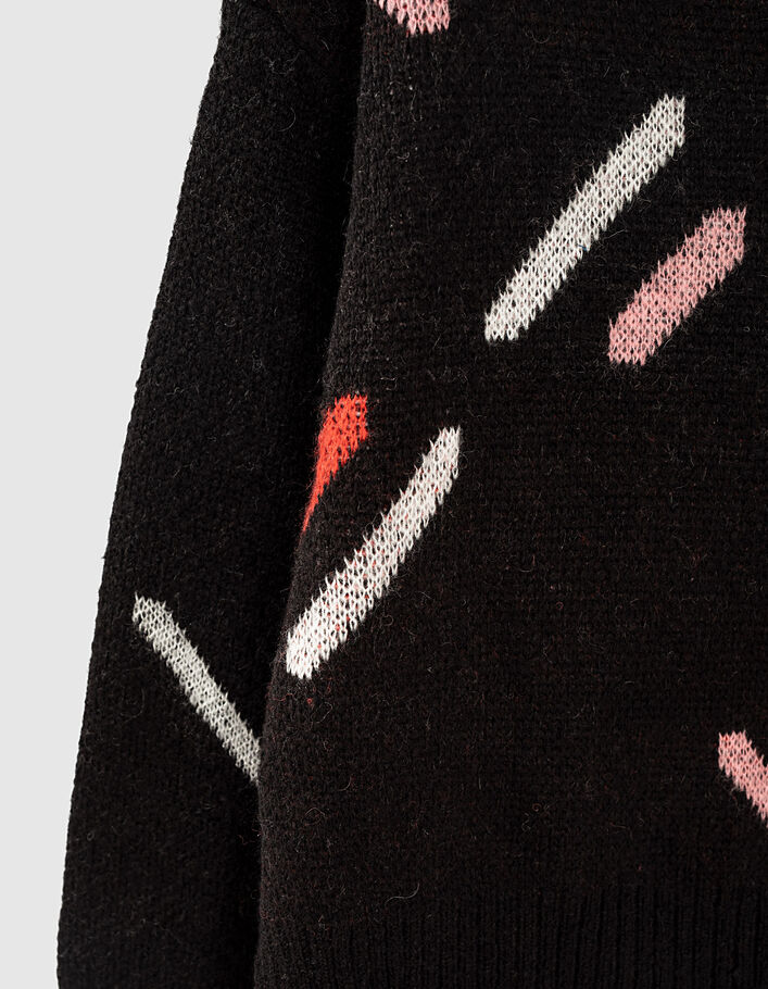I.Code black graphic jacquard zip-neck sweater - I.CODE