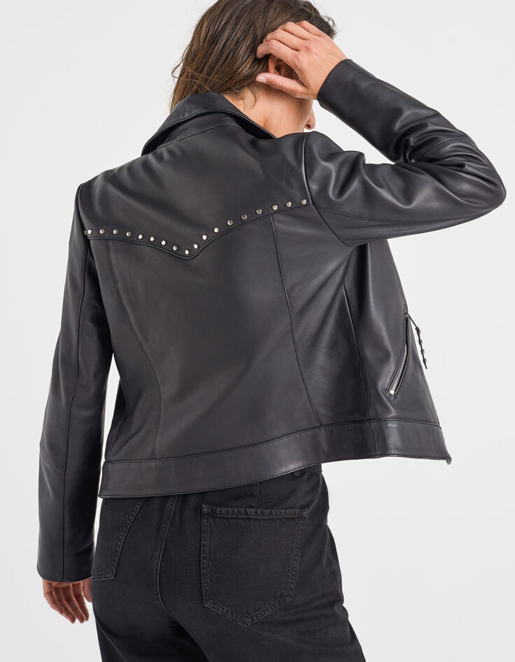 I.Code black studded biker-style jacket-3