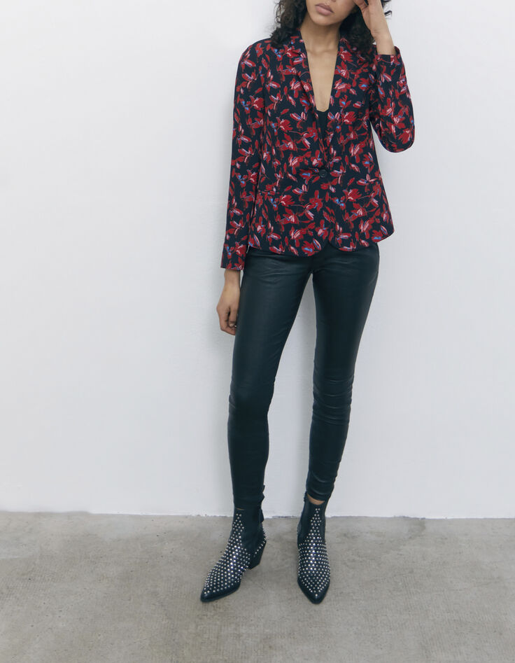 Americana roja floral rock mujer-6