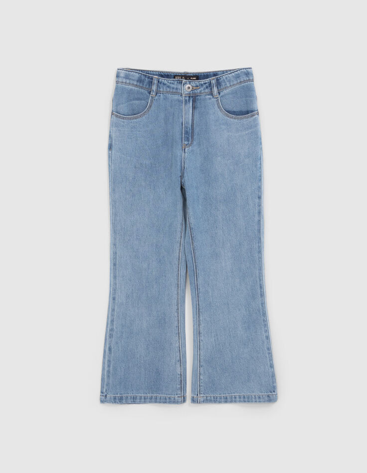 Blaue FLARE-Mädchenjeans in Crop-Länge-1