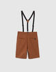 Boys’ camel Bermuda shorts with detachable straps-4